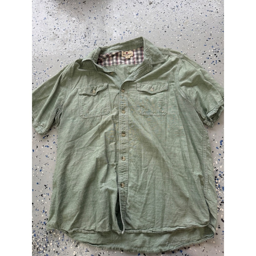 Woolrich Camp Shirt Short Sleeve Button Up Casual Green XL